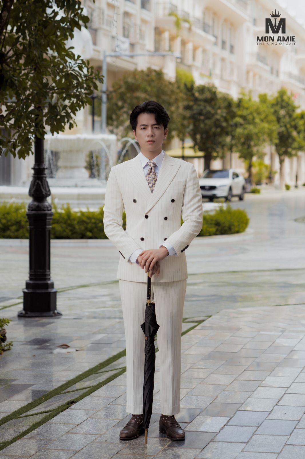 Rice White Double Breasted Suit 